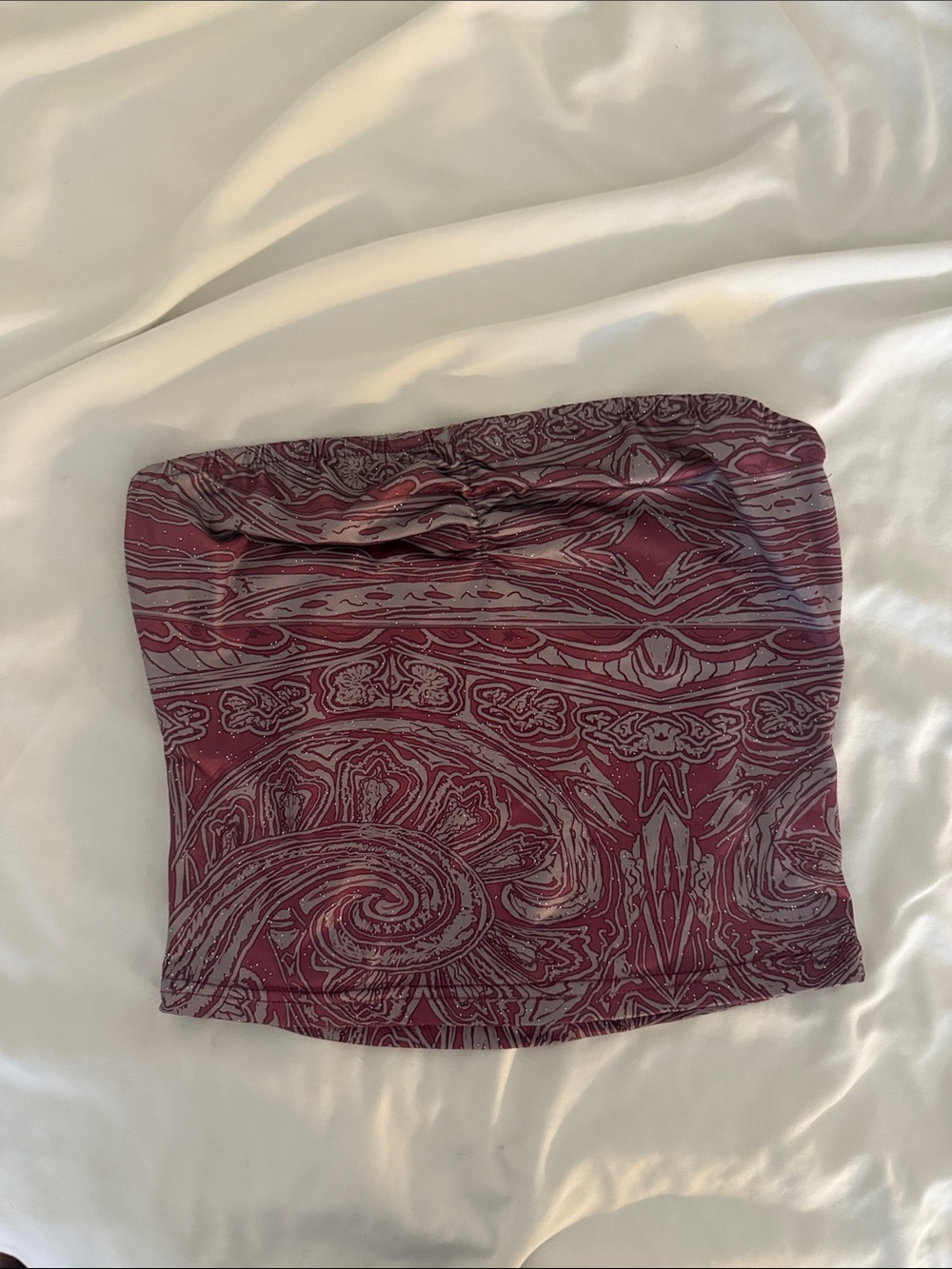 Source Unknown Burgundy Paisley Tube Top